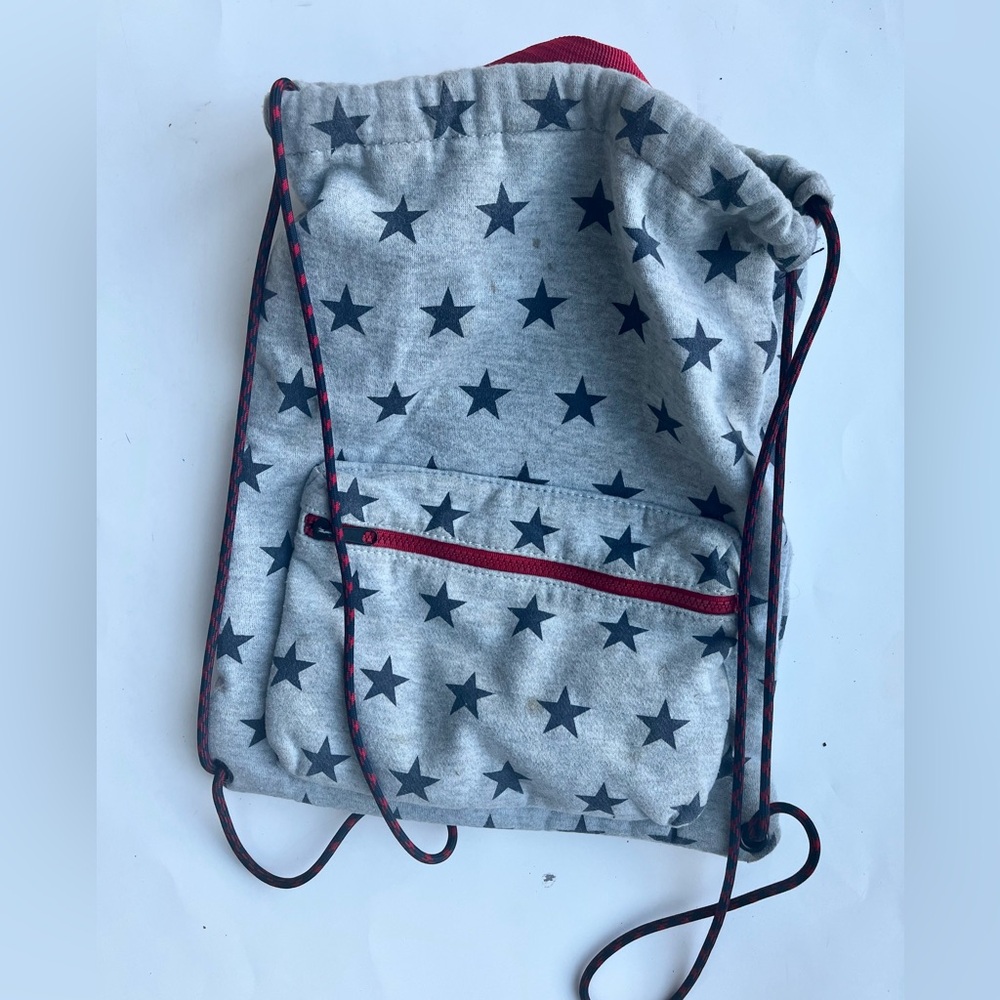 Gray Star Pattern Drawstring Bag